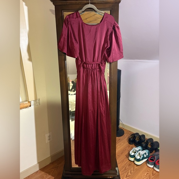 Baltic Born Satin Maxi Dress Burgundy - Picture 3 of 3